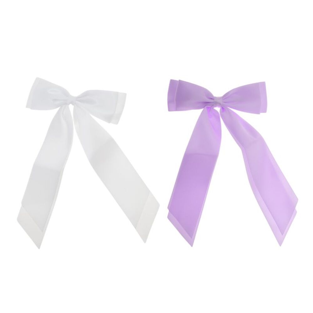 Fashion Double Ribbon Hair Clips Hairdo Clip White Purple